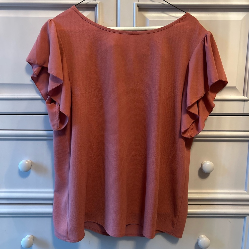 SHEIN Pink Ruffle Sleeve Blouse